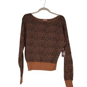 Le Rumi Sweater Womens size S Cheetah Leopard Print L/S Pullover Brown Black NWT